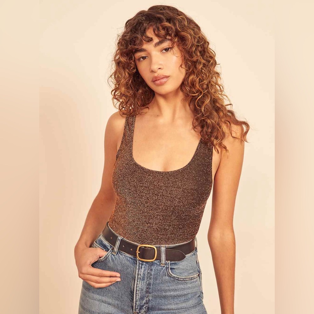 Reformation Saturn Bodysuit, Metallic Silver - Size Small / NWT
